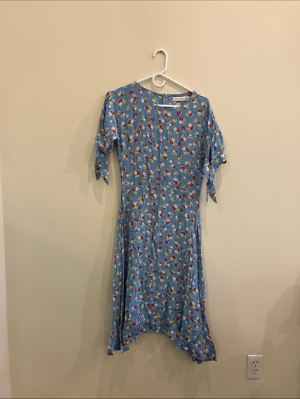 Faithfull the Brand Blue Floral Tie-Shoulder Midi Dress